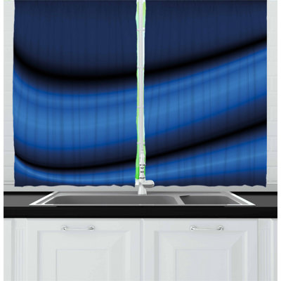 2 Piece Abstract Wavy Curvy Bold Color Bands Soft Blurred Digital Ombre Kitchen Curtain -  East Urban Home, B68385394EFA4CBC927B67C4CC4BFDEA