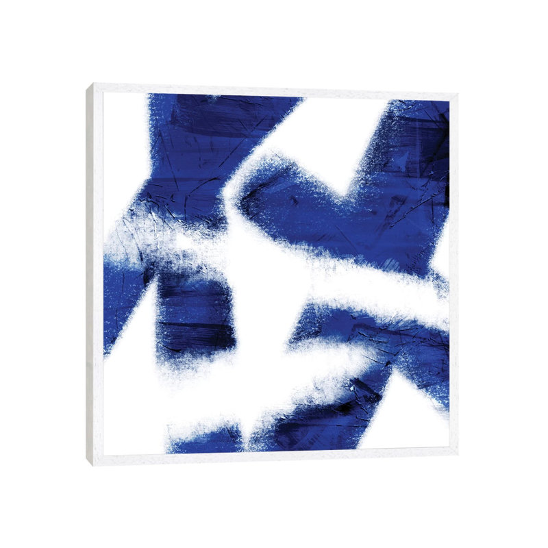 Indigo Prophecy III by Marcus Prime - Painting on Canvas, 66.04cm H x 66.04cm W x 3.81cm D, White Framed