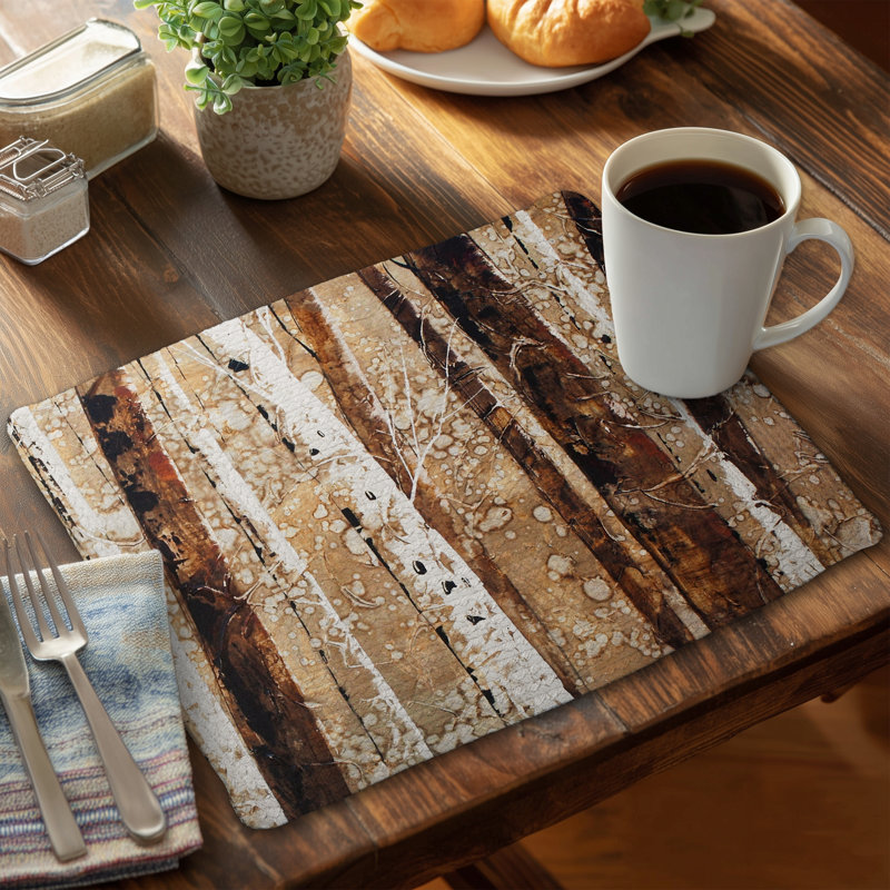Rustic Landscapes Tree Trunks Braided Polyester Placemat