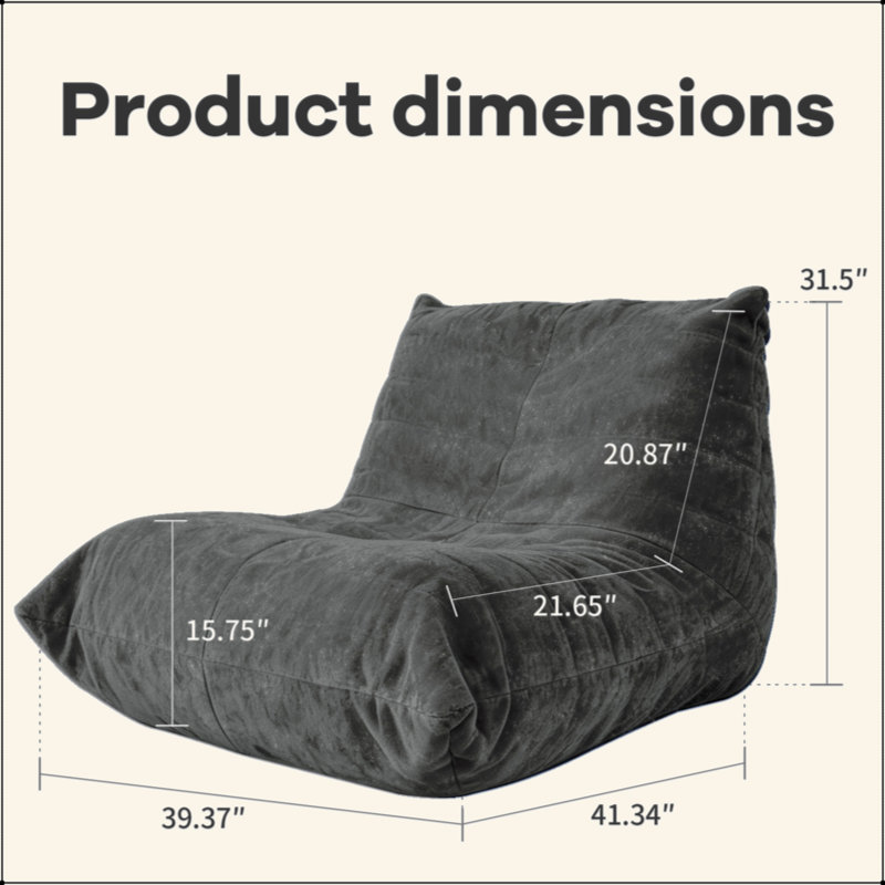 Ergonomic Bean Bag Chair With 5-Way Body Support, Warm Gray