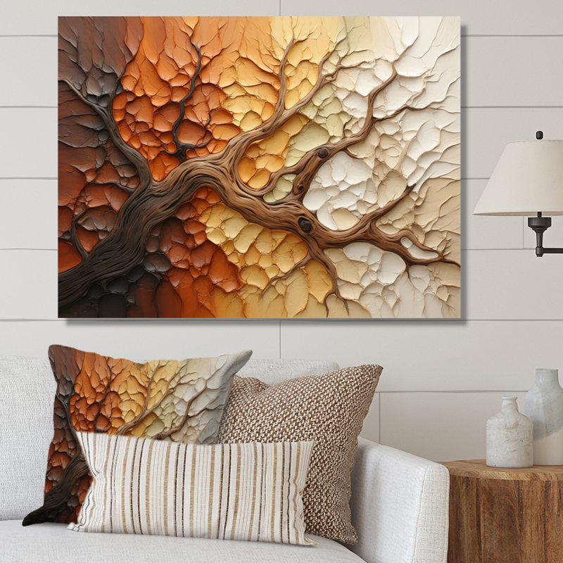 Brown Beige Abstract Redwood Tree Collage - Modern Wall Decor133, H 16 po x l 32 po x P 1 po
