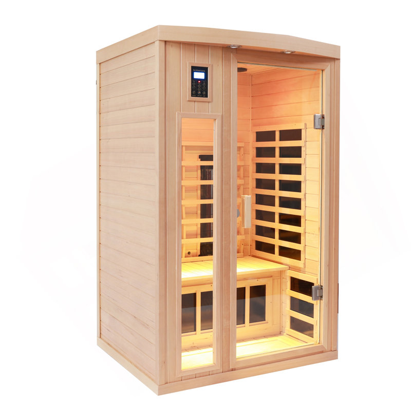 Sauna chauffant à infrarouge lointain pour deux personnes avec lumières de lecture + lumières colorées + Bluetooth + lumières extérieures