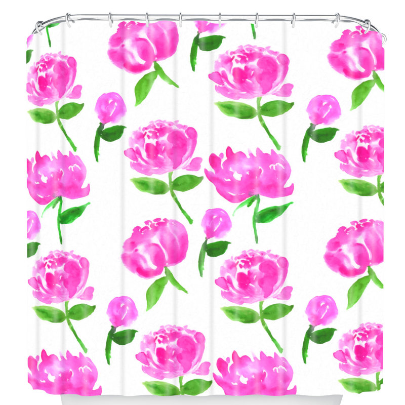 Rideau de douche simple pivoines en fleurs