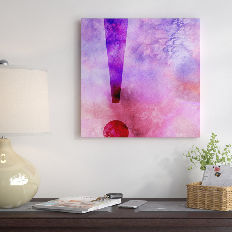 « exclamation », art textuel sur toile en mauve, H 18 po x l 18 po x P 1,5 po