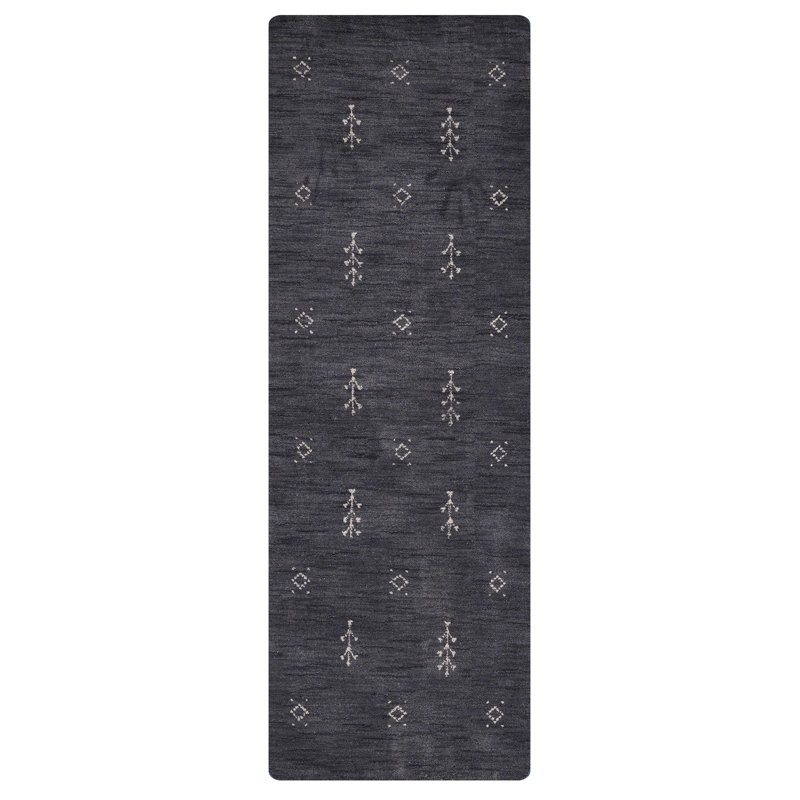 Tapis de couloir en laine tissée à la main Anley, Tapis de couloir 2 pi 6 po x 10 pi