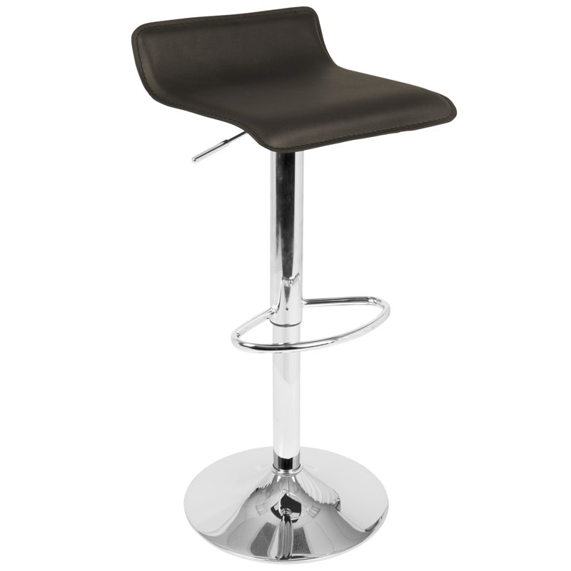 Contemporary Adjustable Barstool In Brown Pu Leather By  - Set Of 2, Brown