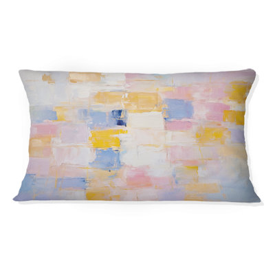 Coussin décoratif Timeless Moments en rose pastel, jaune et bleu I