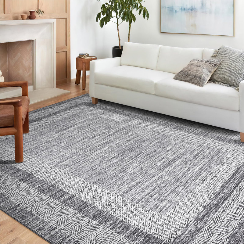 Rectangle Abstract Area Rug, Gray, Rectangle 200 x 290 cm