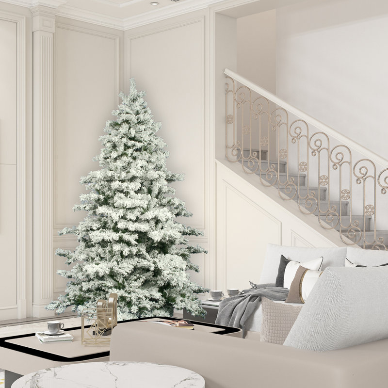 Flocked Alaskan White Pine Artificial Christmas Tree, 9' H