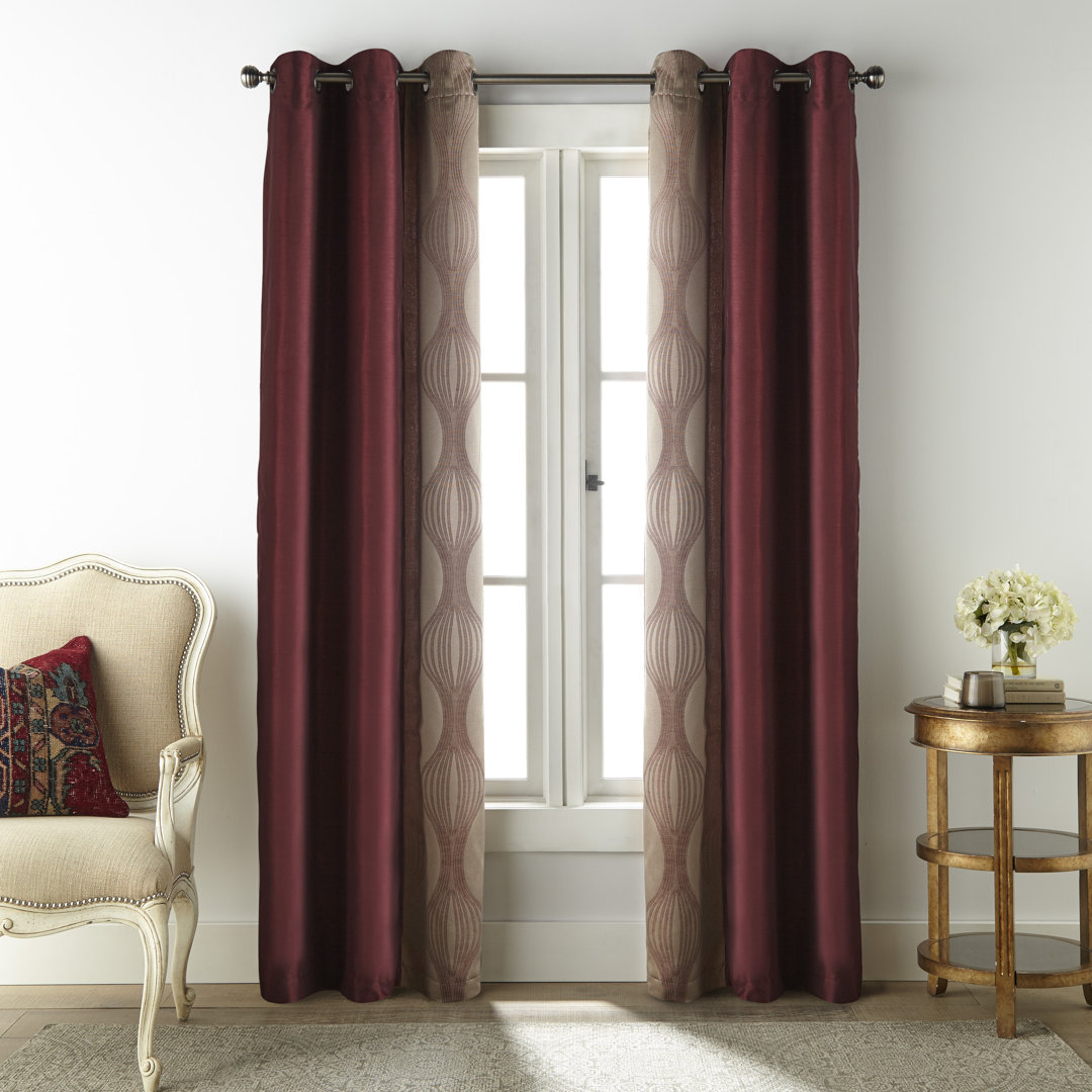 Geometric Semi-Sheer Grommet Curtain Panels (Set of 2) Red Barrel Studio® Curtain 