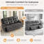 Ensemble de canapé modulaire inclinable manuel avec porte-gobelets en acier inoxydable, fauteuil coulissant en cuir végétalien à 3 places Gravity, noir-1652912958