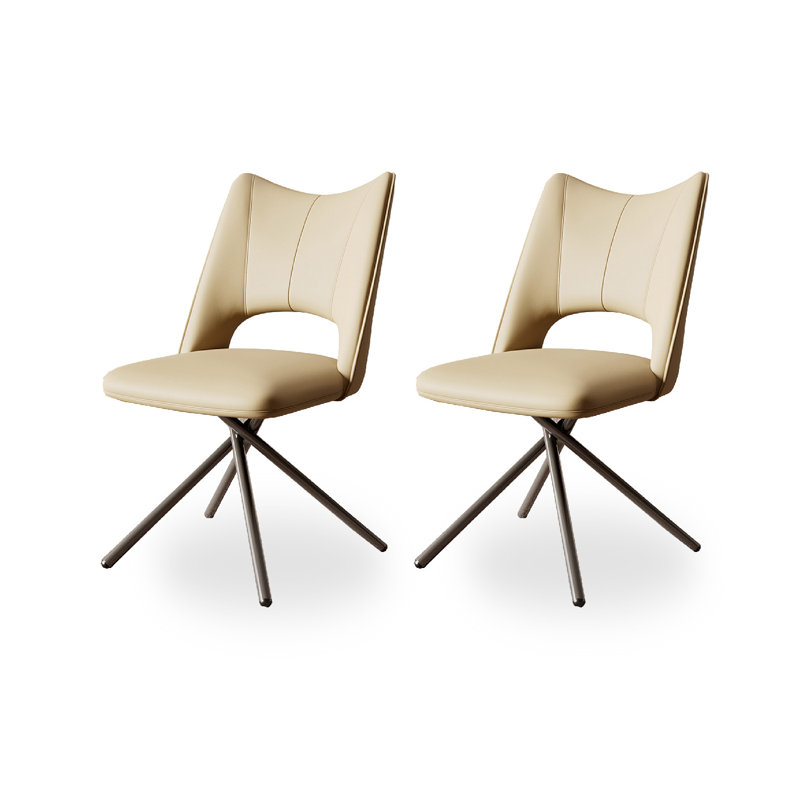 Chaise de salle à manger moderne et minimaliste en cuir, Jaune