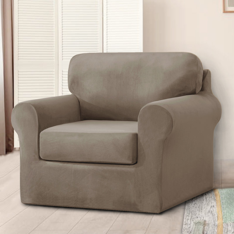 Housse pour canapé à coussins carrés/rectangulaires, Velours beige