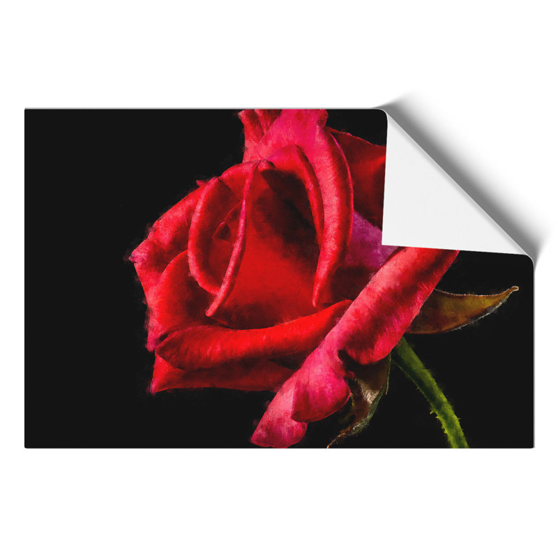 Red Rose Flower Painting - Frameless Print, 30cm H x 42cm W x 0.1cm D