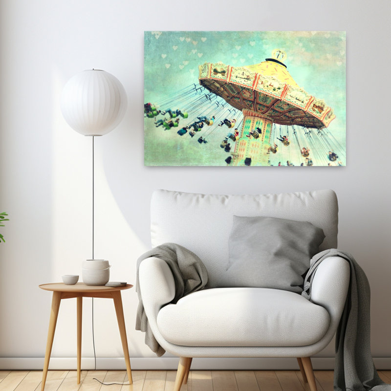 «Round and Round Dreamy Playful Vibrant Architecture Landscape Art», H 24 po x l 36 po