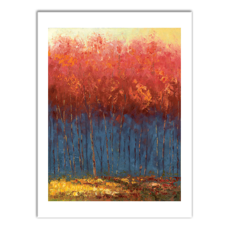 Arbres rouge vif sur toile, H 16 po x l 12 po x P 1,25 po