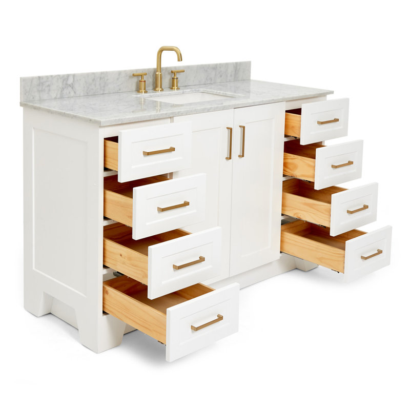 ARIEL TAYLOR 49 IN SINGLE RECTANGLE SINK VANITY, White, Rectangle, 54"