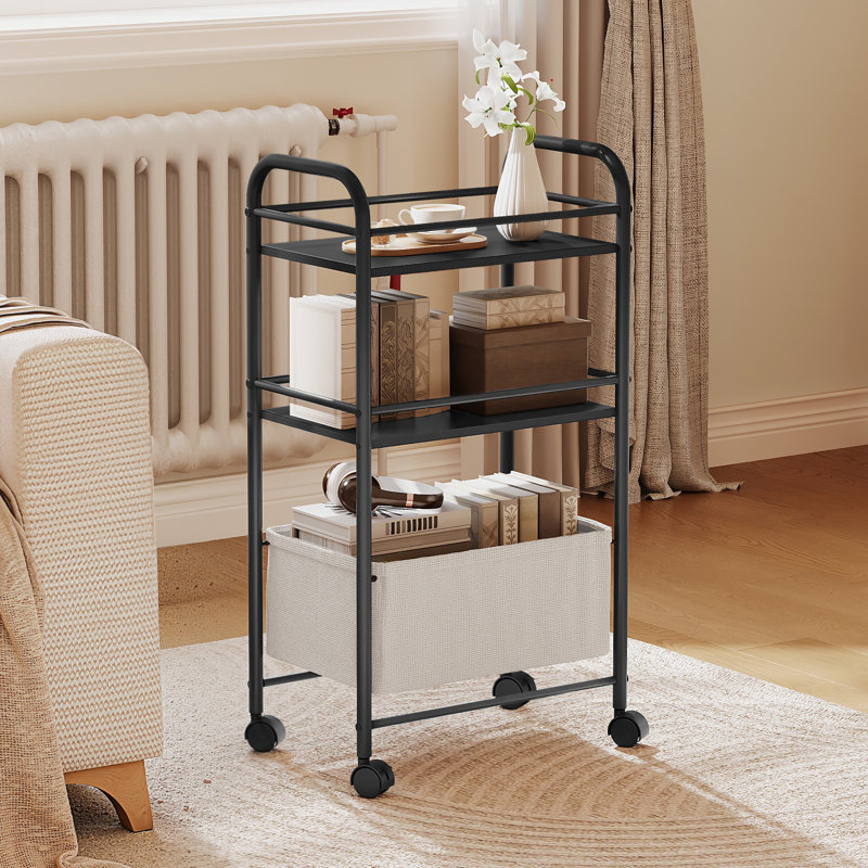 82cm H x 43cm W 0 Utility Cart with Wheels, Black, Black