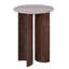 Beige Marble Wood Half Circle Base Side Table