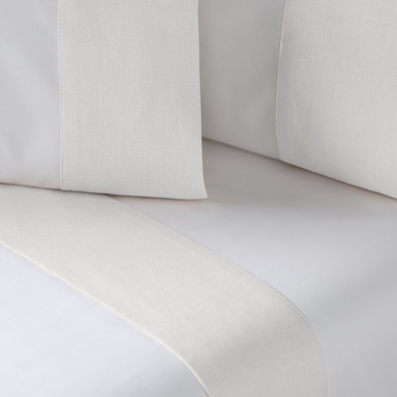  Mandalay Linen Cuff Percale Pillowcases, Pearl, King