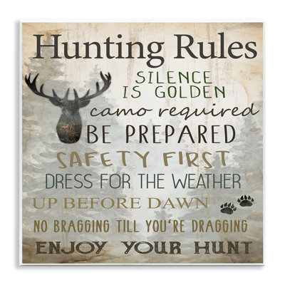 Hunting Rules Rustic List Wall Plaque, design by Kim Allen