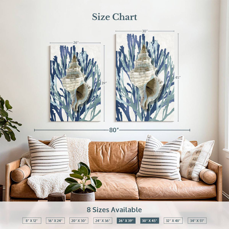 Shell coral aqua blue iii Aletra, H 39 po x l 26 po