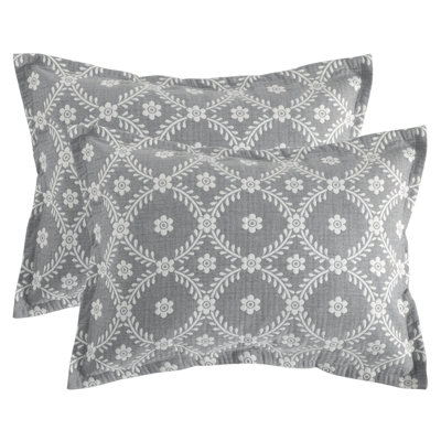 3 Layer Muslin Cotton Quilted Pillow Shams with Envelope Closure, 2 Pack 