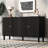 Four-Door Sideboard with Wavy Pattern Doors, Cylindrical Legs, and Sleek Metal Handles-425742556