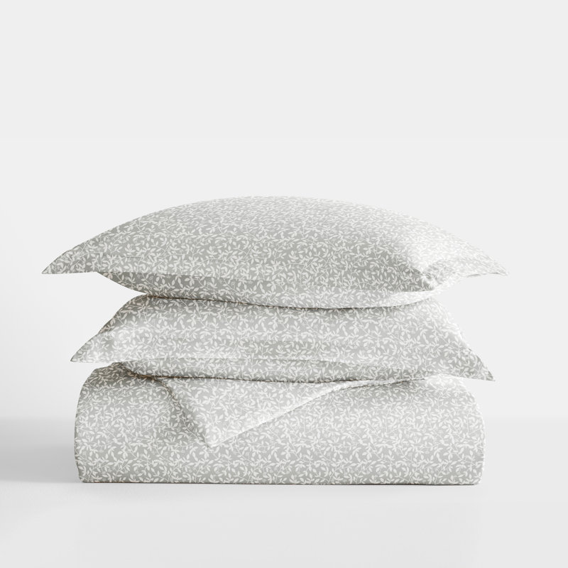 Gray Vine Trellis King Microfiber Duvet Cover Set