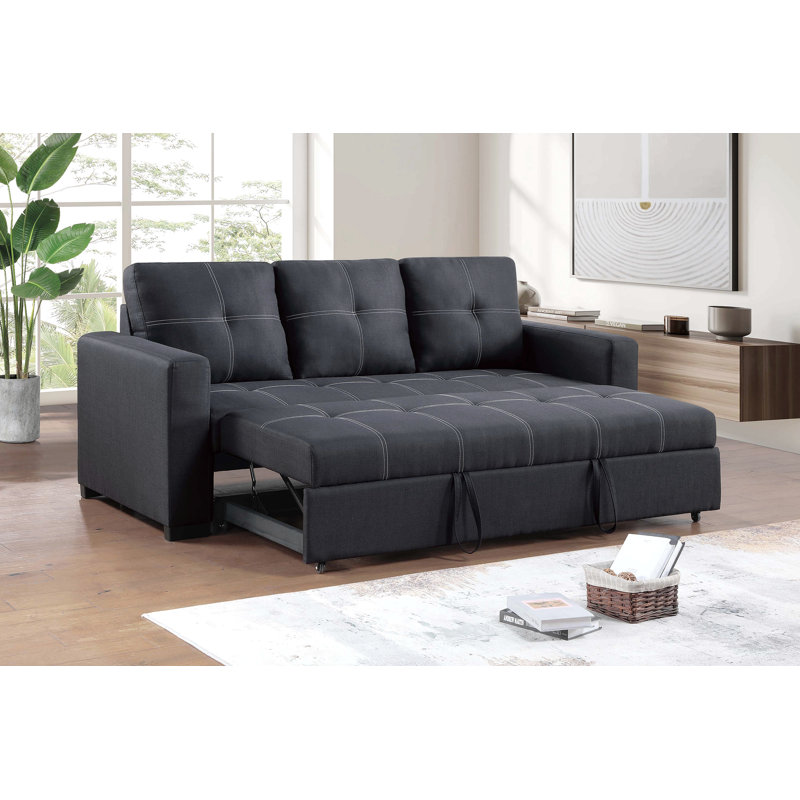 Canapé modulaire avec canapé-lit et canapé-lit capitonné en polyfibre noir
