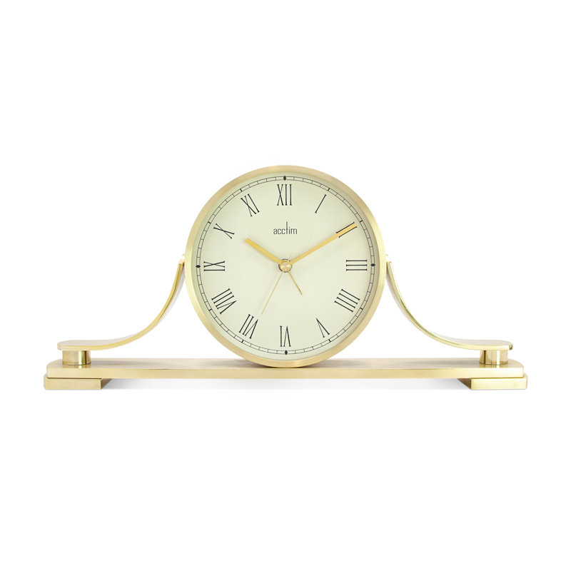 Roman Numeral Metal Quartz movement / Crystal Alarm Tabletop Clock in Brass
