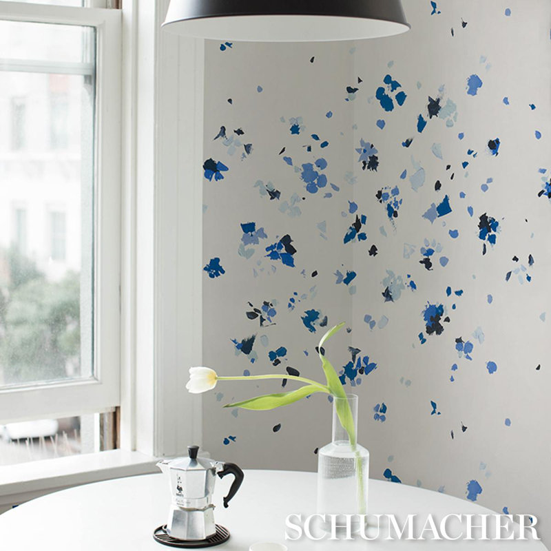 Schumacher X Backdrop Fairfarren Wallpaper, Clean Blue