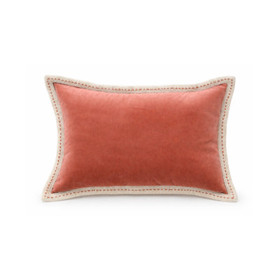 Vibhsa Solid Velvet Pick-Stitch Decorative Lumbar Pillow, 14" x 20"