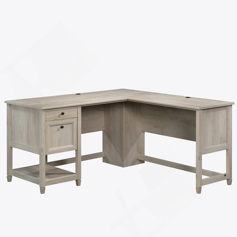 Bureau en L, bureau en bois avec tiroirs