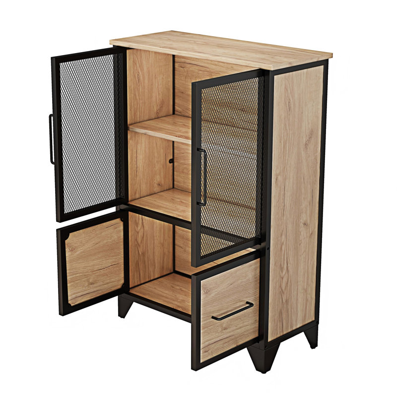 Buffet de rangement avec tablette réglable, Black/Natural