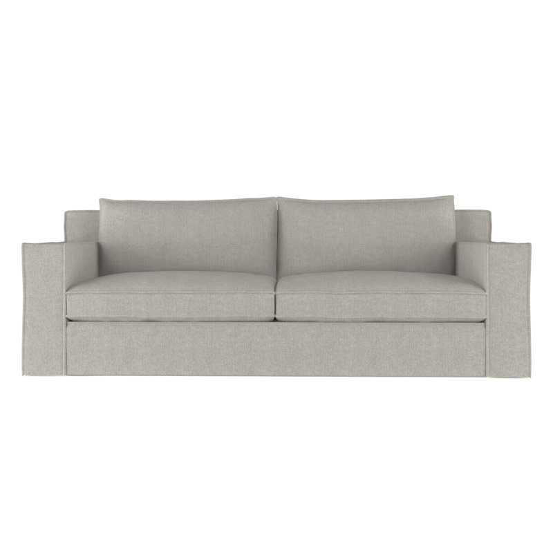 Mulberry Square Track-Arm Sofa with Flange Seam, Box Weave Linen Silver Streak, 33" H x 84" W x 45" D, Weathered