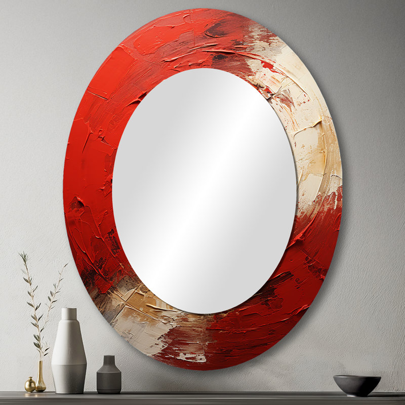 Miroir mural moderne rouge et or, 43 po x 33 po
