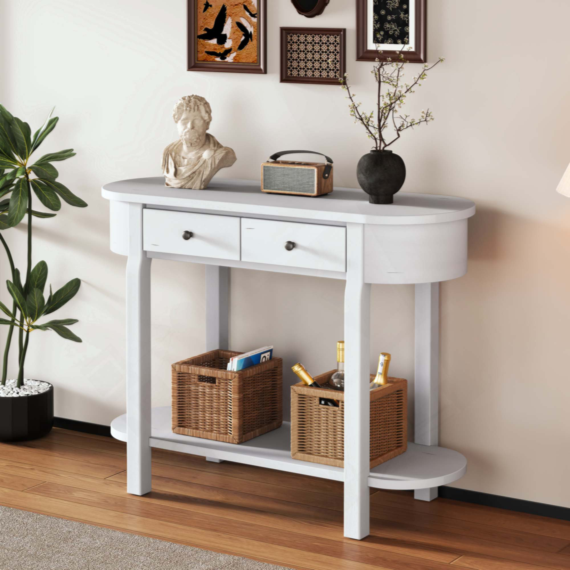 Red Barrel Studio Elegant Retro Console Table With Curved Design And ...