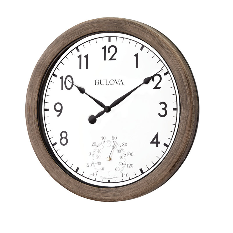 Patio Time Indoor/Outdoor Wall Clock with Thermometer, C4879