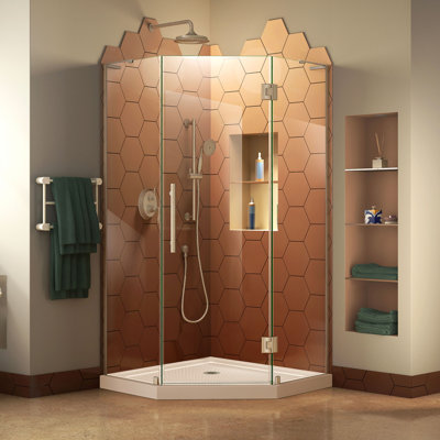Prism Plus 36" x 74.75" Rectangle Hinged Shower Enclosure with Base Included