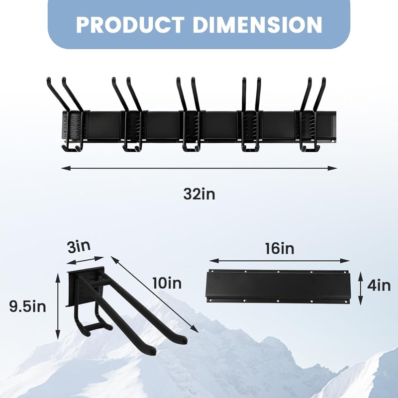 Support à ski mural - Porte-skis pour rangement mural robuste 10 paires