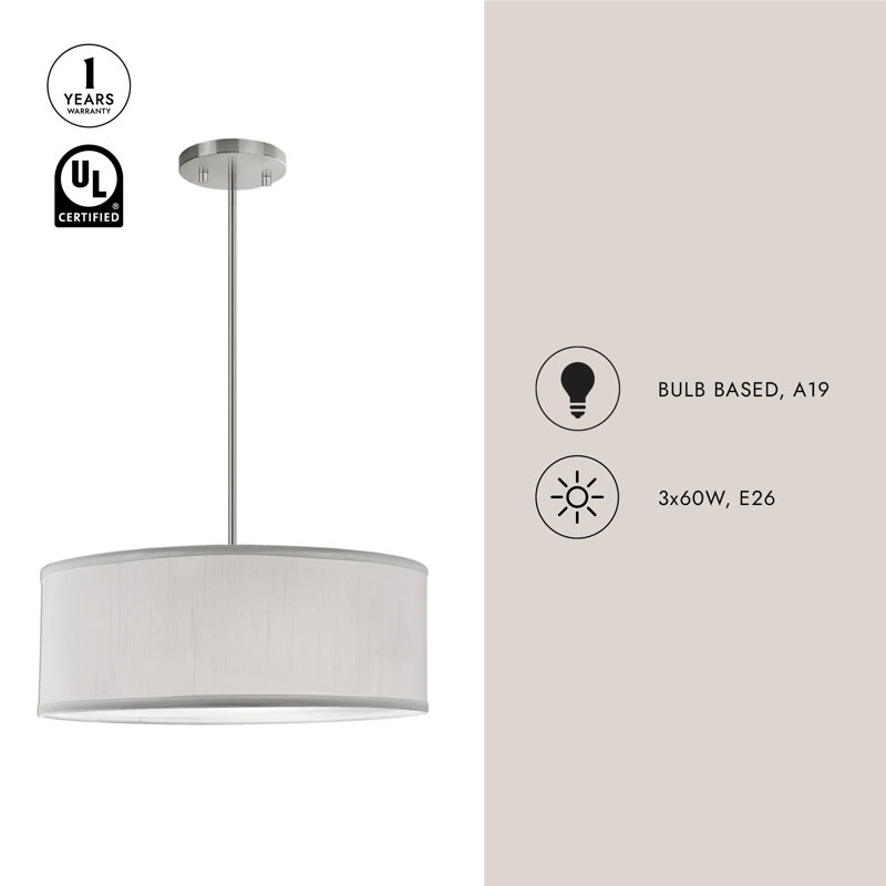 Gregory 3 - Light Pendant, Black, 8" H x 19.75" W x 19.75" D