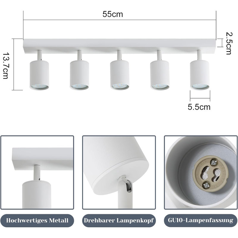 Track Lighting Set 5-Flame Onyka, White