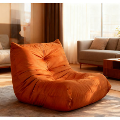 Chaise d'appoint luxueuse luxueuse en microfibre orange capitonnée