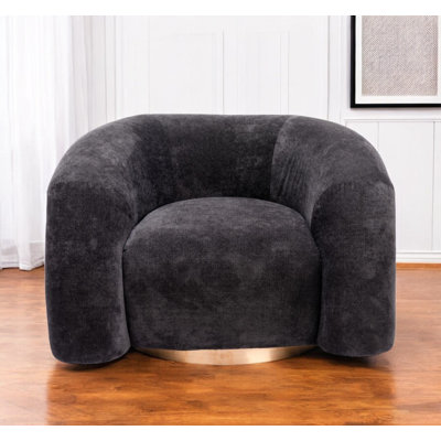 Chaise avec accoudoirs rembourrée 37 po noire et dorée