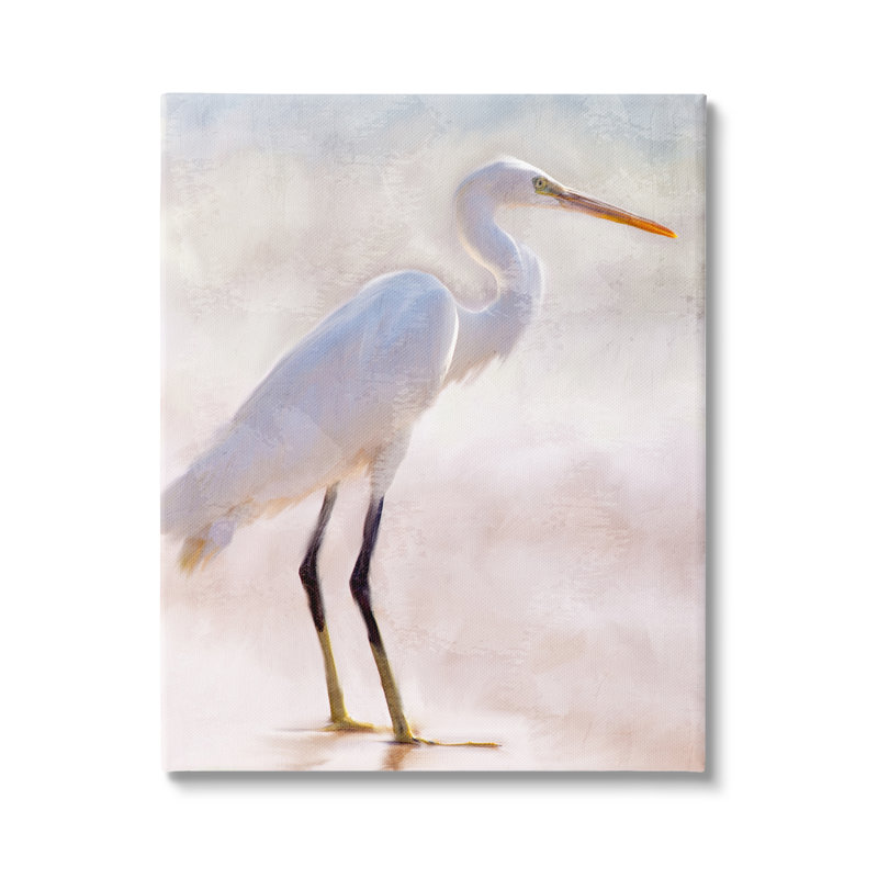 «Stupell Industries Egret Wildlife Portrait», art mural sur toile par Kim Allen, H 48 po x l 36 po x P 1,5 po