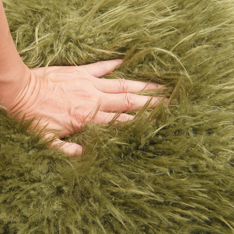 Fauteuil d'appoint rembourré à poils longs Harry, Vert