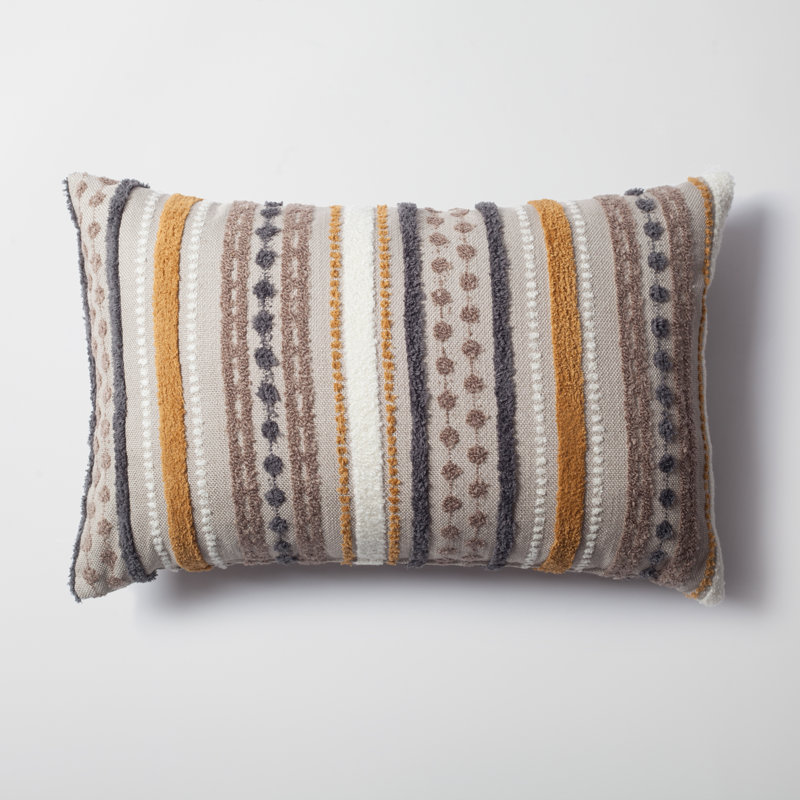 Friedland Striped Rectangular Lumbar Cushion, Purple/White/Orange