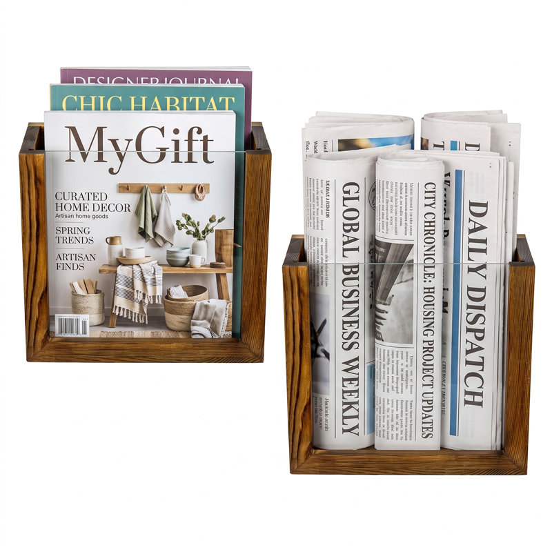 2-Piece Wall Mounted Magazine Holder