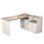 Bureau en L de style campagnard avec tiroirs, bureau d'ordinateur d'angle avec rangement pour dossiers et station de charge